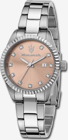 Montre à affichage analogique Maserati en argent : devant