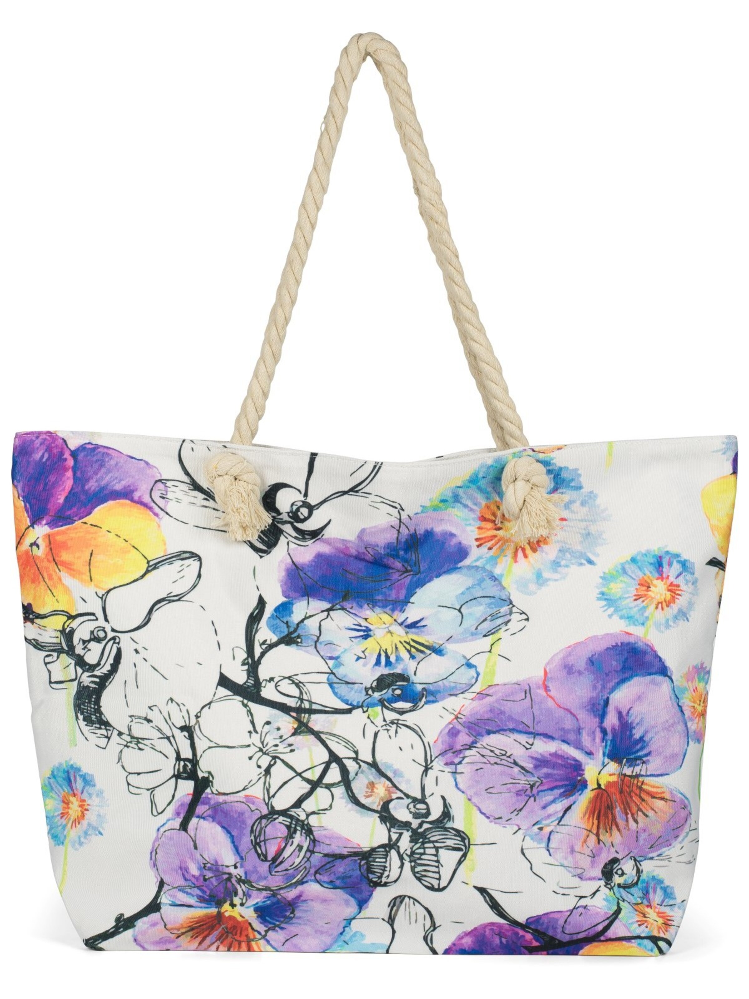 styleBREAKER Beach bag 'Strandtasche Veilchen Muster' in Purple