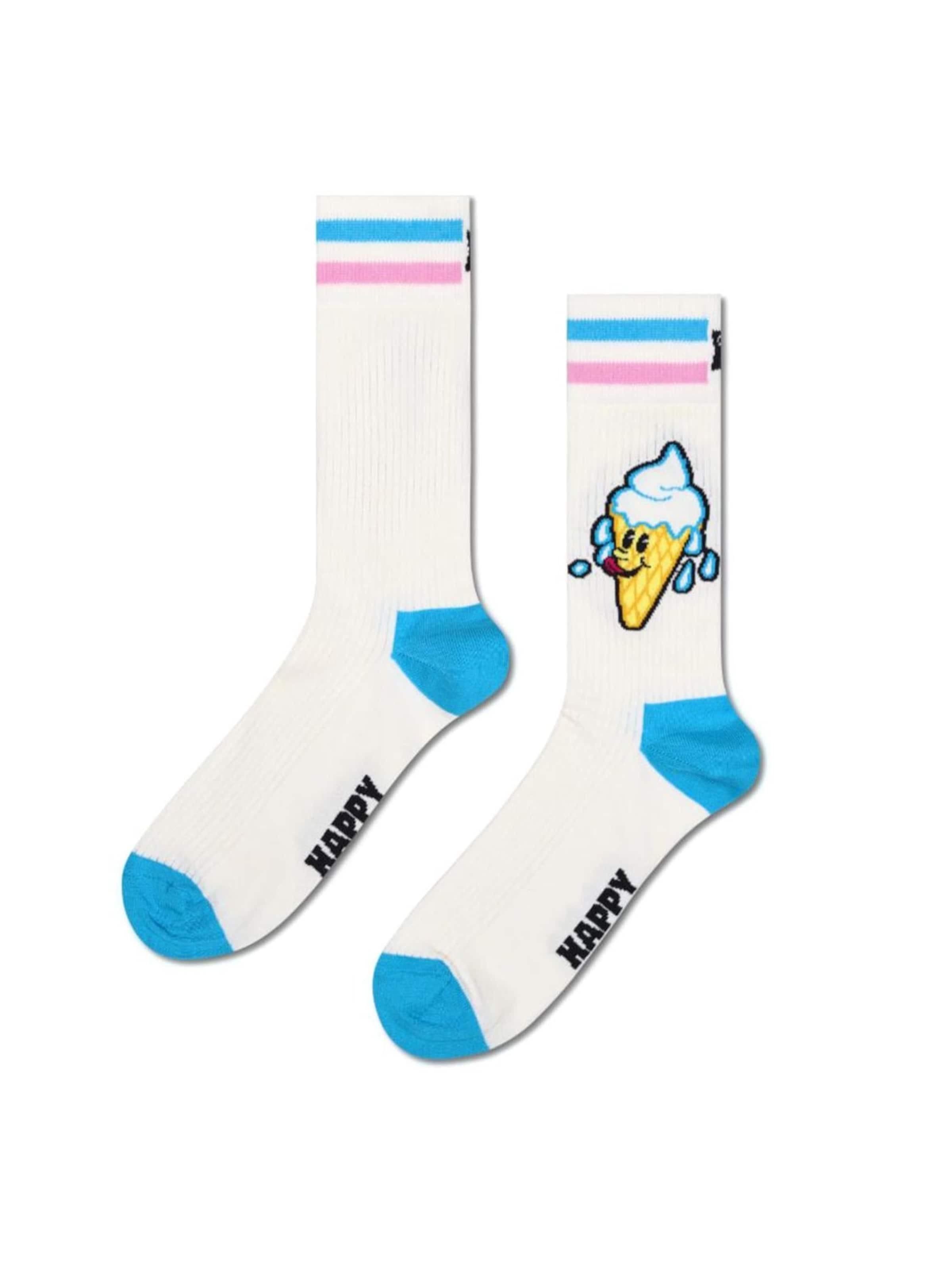 Happy Socks Skarpety 'Socken Ice Cream Sock White' w kolorze biały: przód