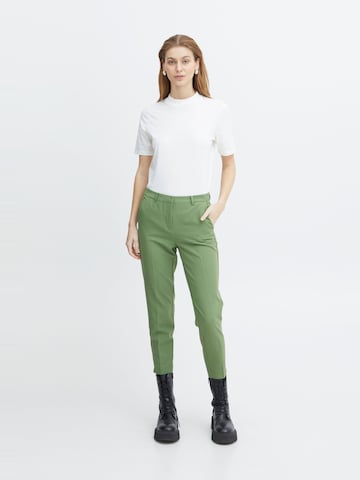ICHI Slim fit Trousers with creases 'Lexi' in Green