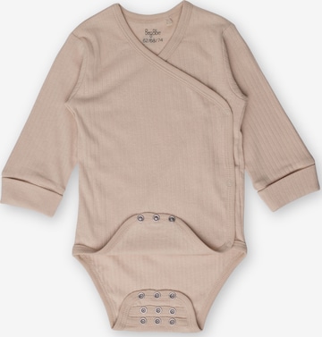 BergBiber Strampler/Body 'Niko' in Beige: Vorderseite