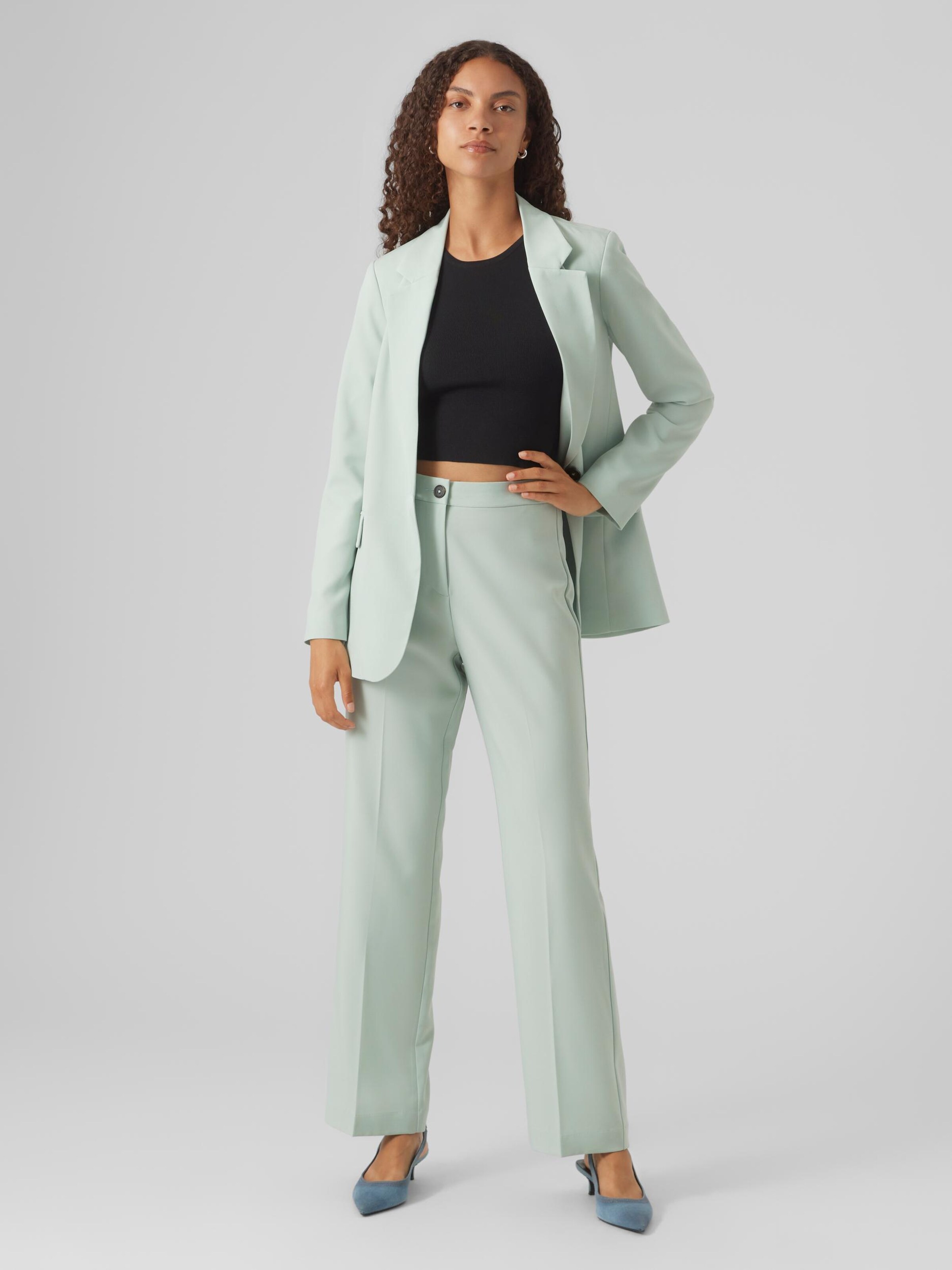 VERO MODA Loose fit Pleated Pants 'Rita' in Mint | ABOUT YOU