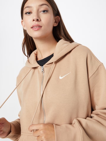 Nike Sportswear Zip-Up Hoodie 'PHNX FLC' in Beige