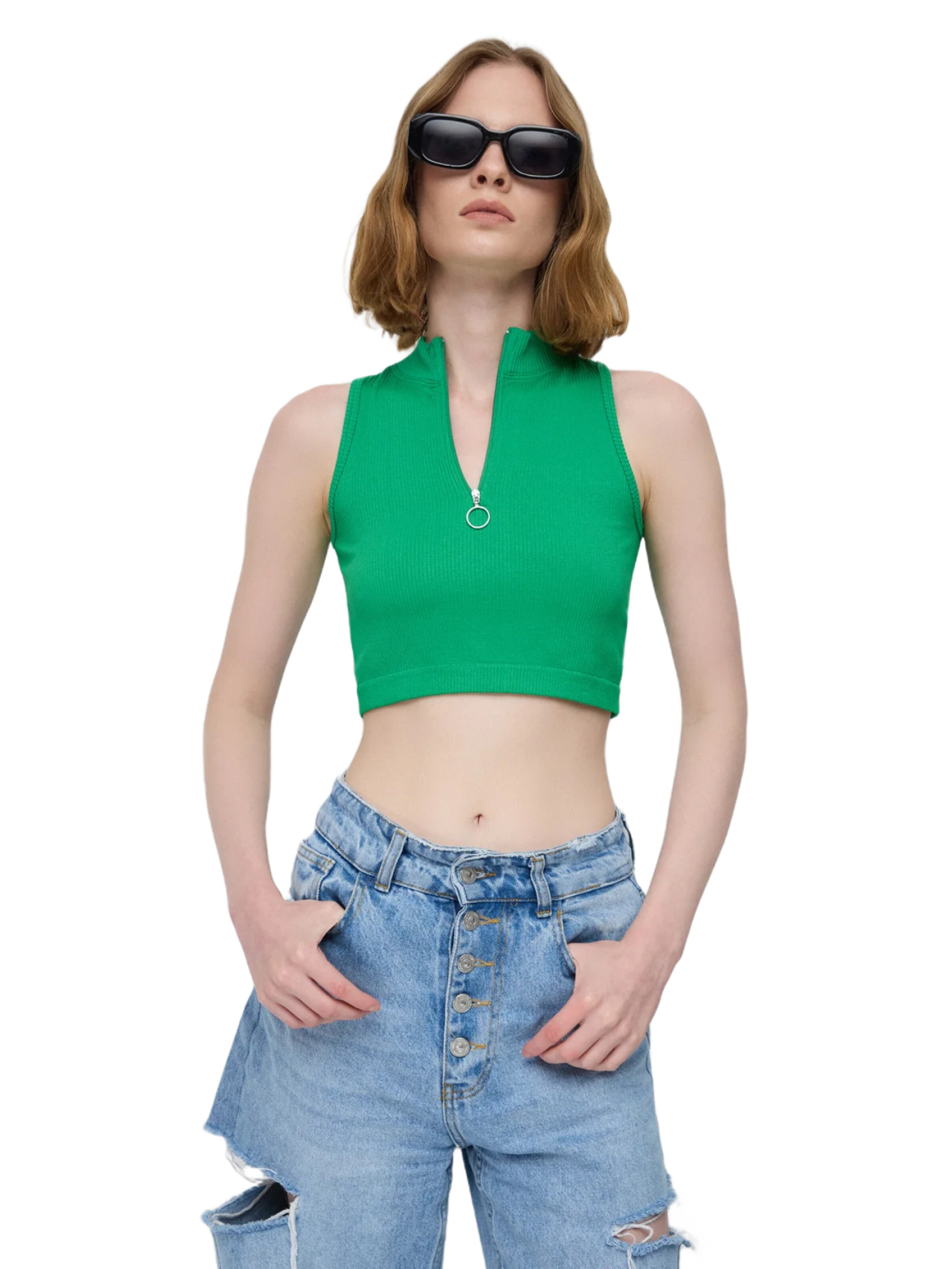 No Matter What Gebreide top in Groen: voorkant