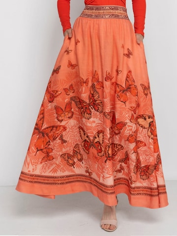 JIORO Kjol 'PAPAYA BUTTERFLIES' i orange