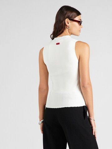 HUGO Kootud topp 'Swilk', värv valge: tagant vaates