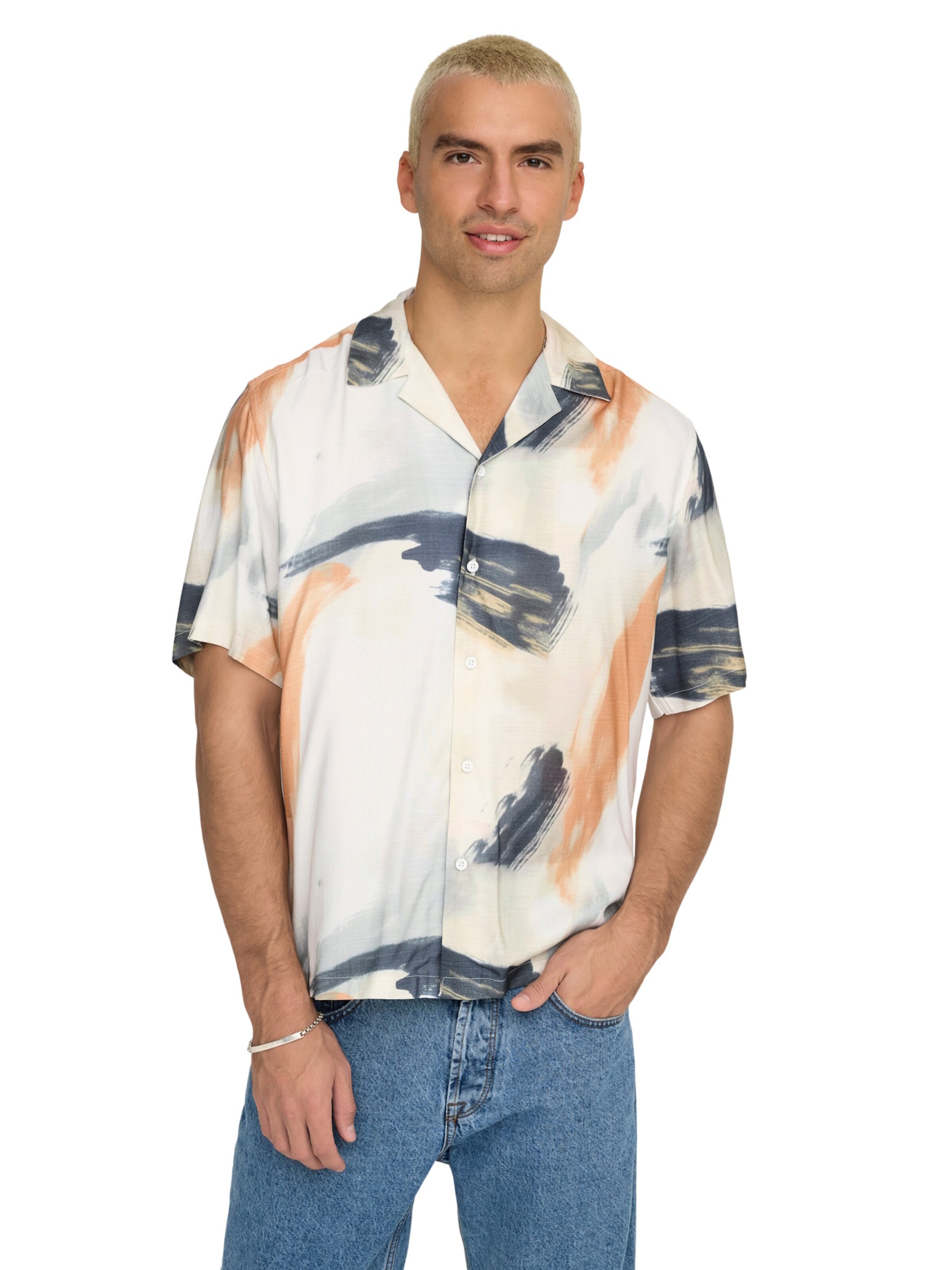 Only & Sons Regular Fit Kurzarmhemd 'Dash' in Weiß