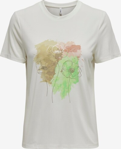 ONLY T-Shirt 'FREE LIFE' in khaki / hellgrün / altrosa / weiß, Produktansicht