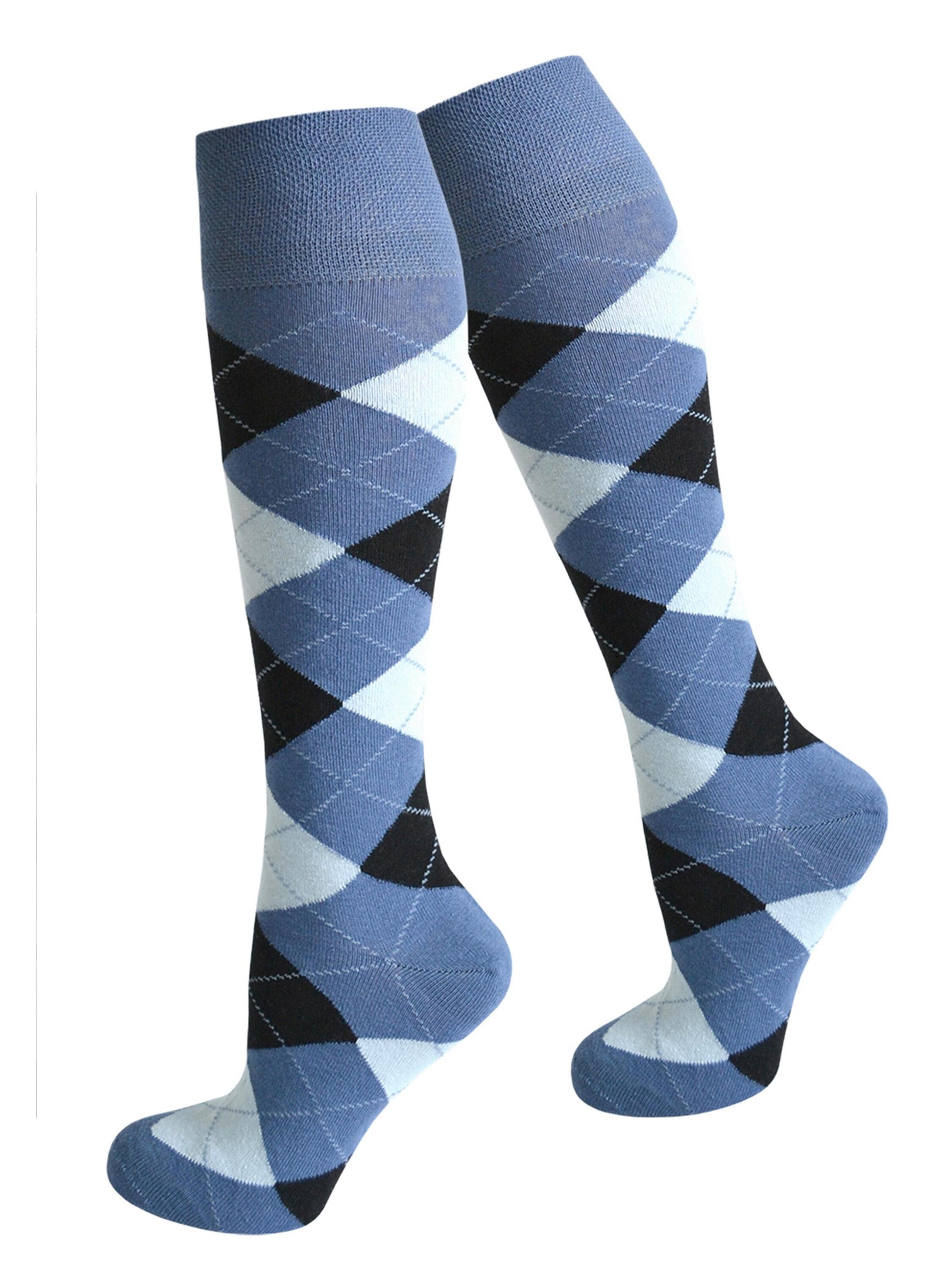 normani Kniestrümpfe 'Karo' in Blau