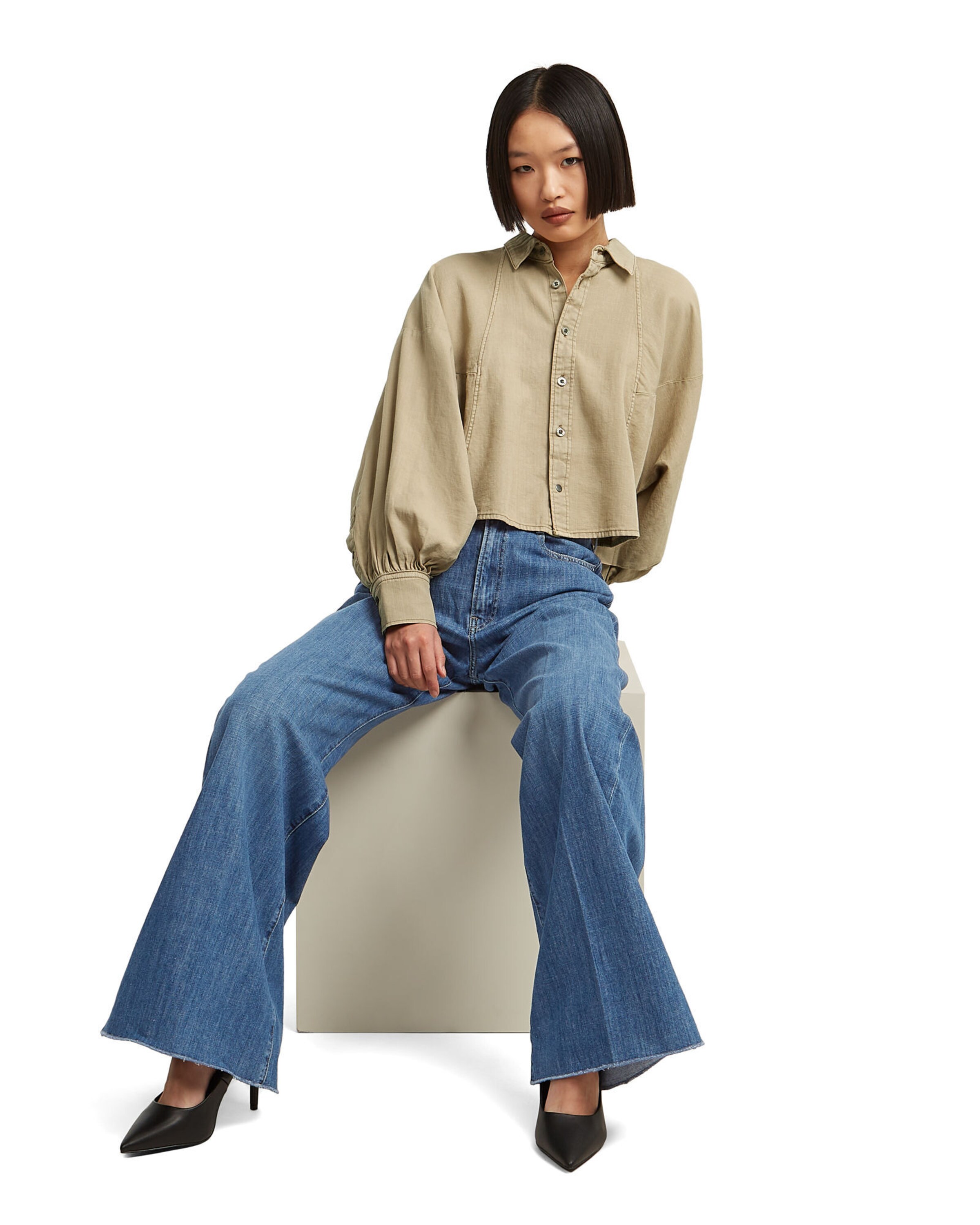 G-STAR Blouse 'Macro Baloon' in Beige