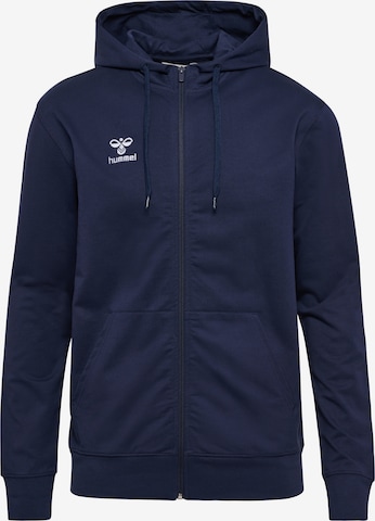 Hummel Athletic Zip-Up Hoodie 'GO 2.0' in Blue: front