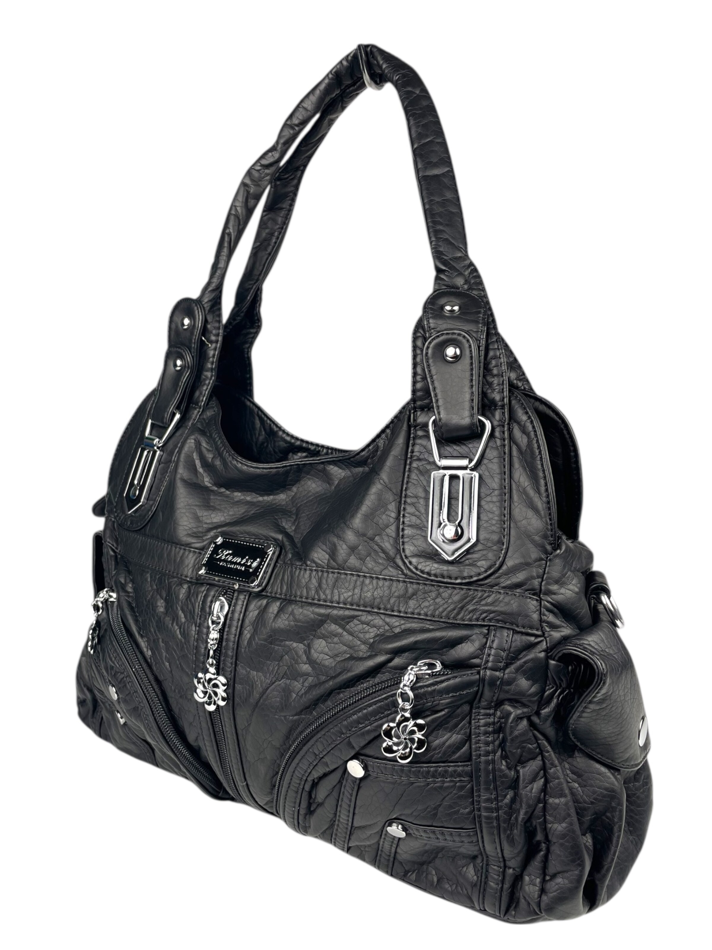 Borsa a spalla 'Schultertasche' di Kumixi in nero