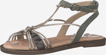 TAMARIS Strap sandal 'Flat' in Green: front