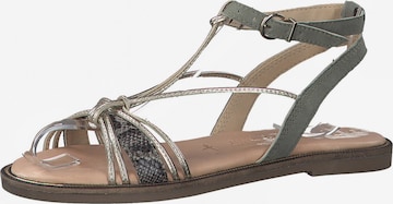 TAMARIS Strap Sandals 'Flat' in Green: front