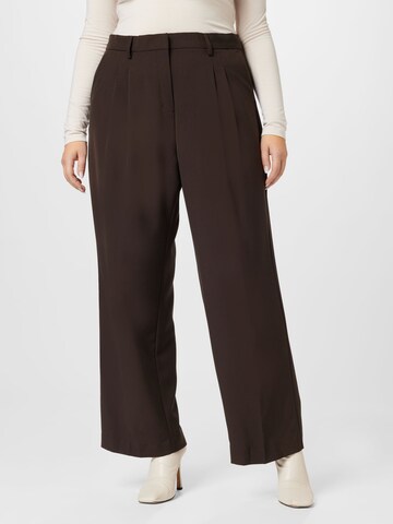 Vero Moda Curve Zvonové kalhoty Kalhoty se sklady v pase 'TROIAN' – hnědá: přední strana