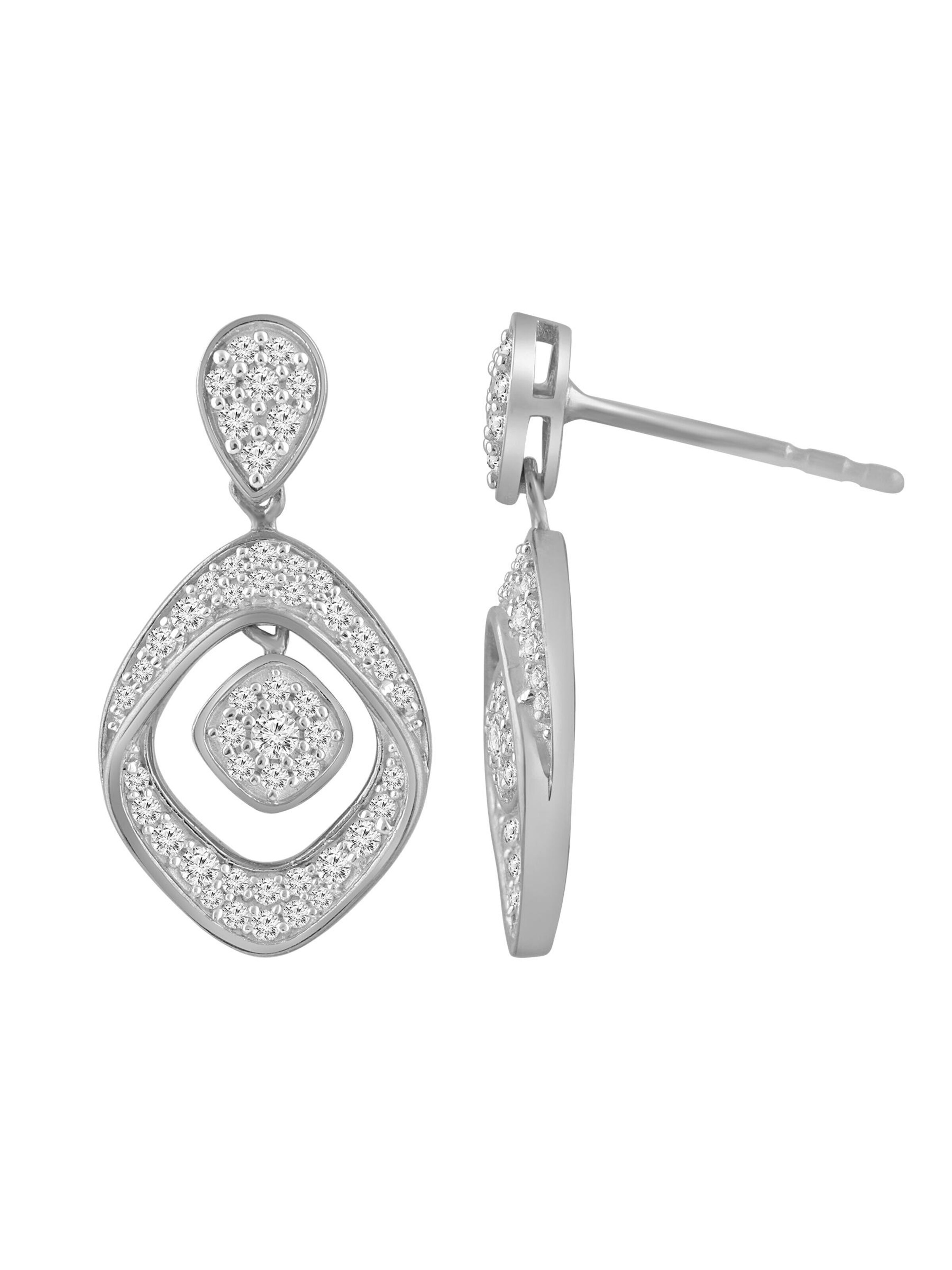 Diamant Exquis - Pendientes 'Ohrringe aus 585 Weißgold mit Diamant' en plata