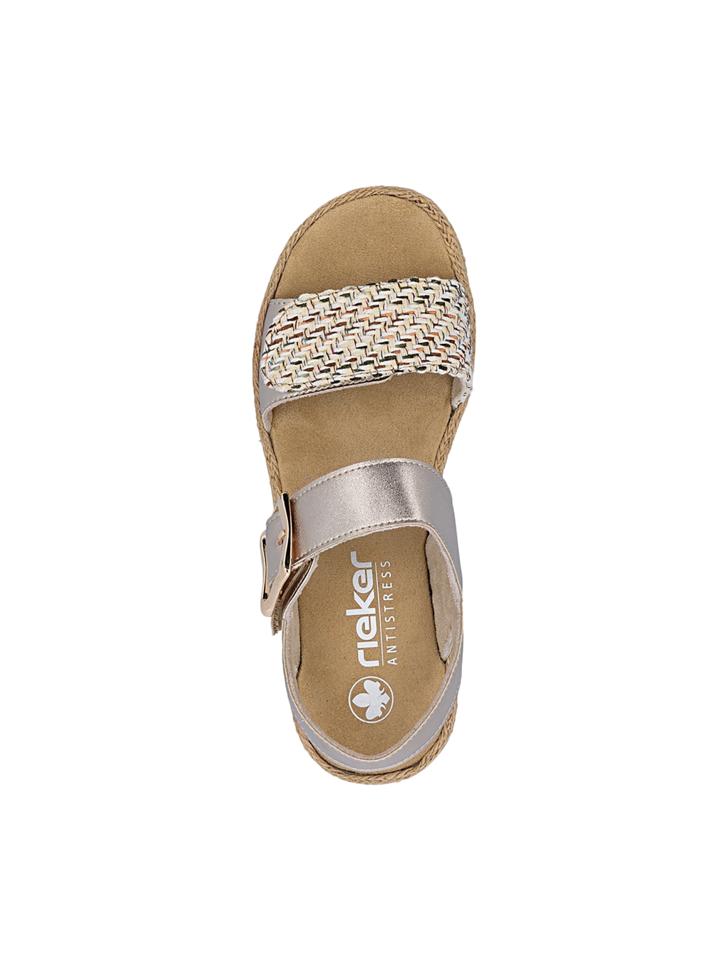 Sandales 'Rimo-Sandalen aus Leder mit Keilabsatz' Rieker en gris
