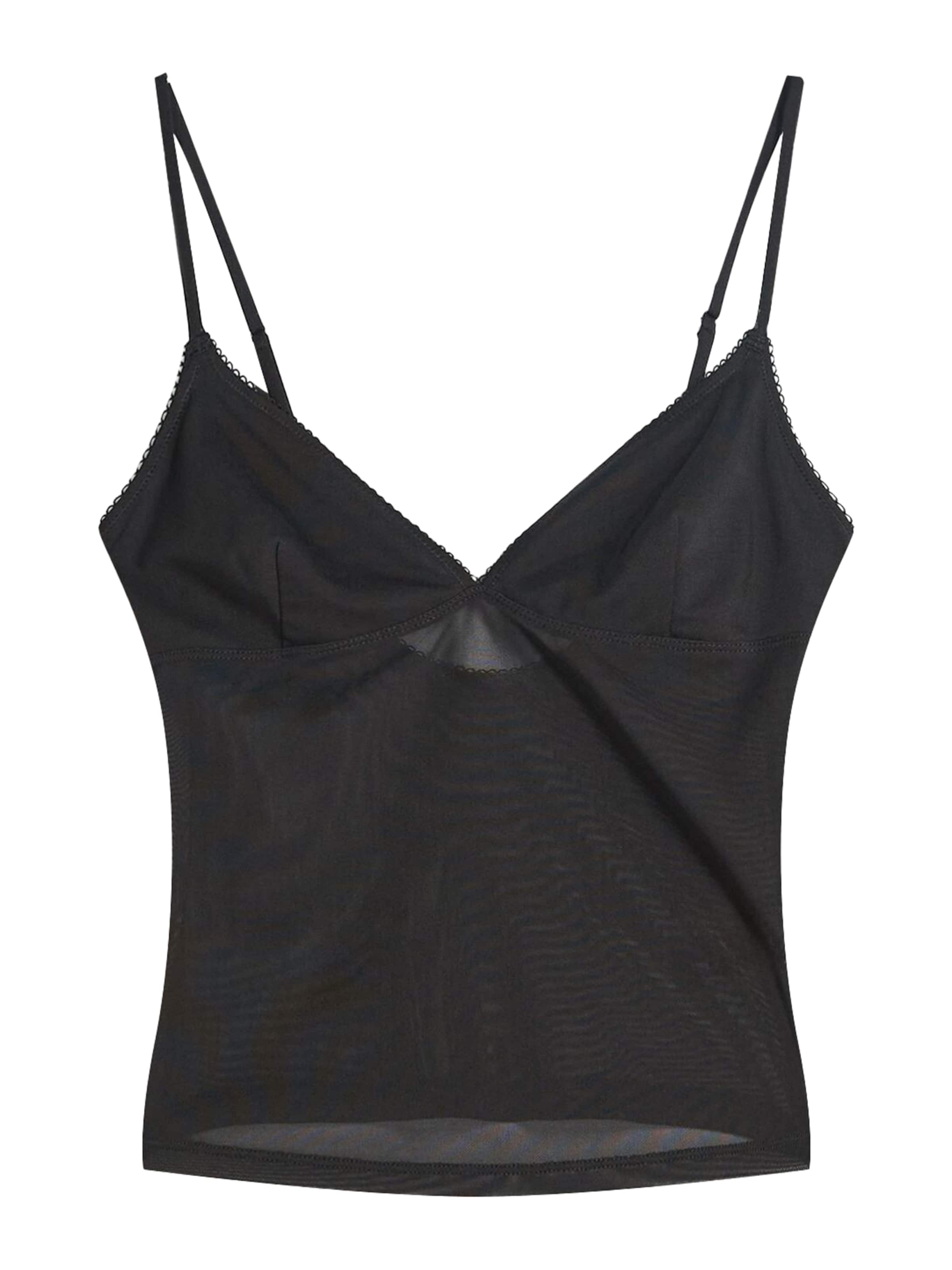 Bershka Top – černá: přední strana