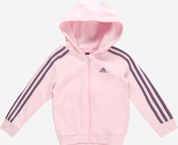 ADIDAS SPORTSWEAR Sportief sweatvest 'Essentials 3-Stripes Zip ' in Roze: voorkant