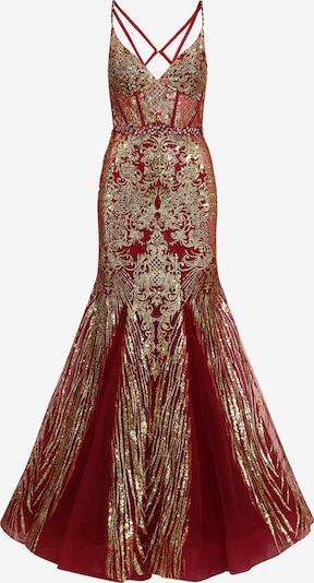 Kraimod Abendkleid in 34 in gold / bordeaux, Produktansicht
