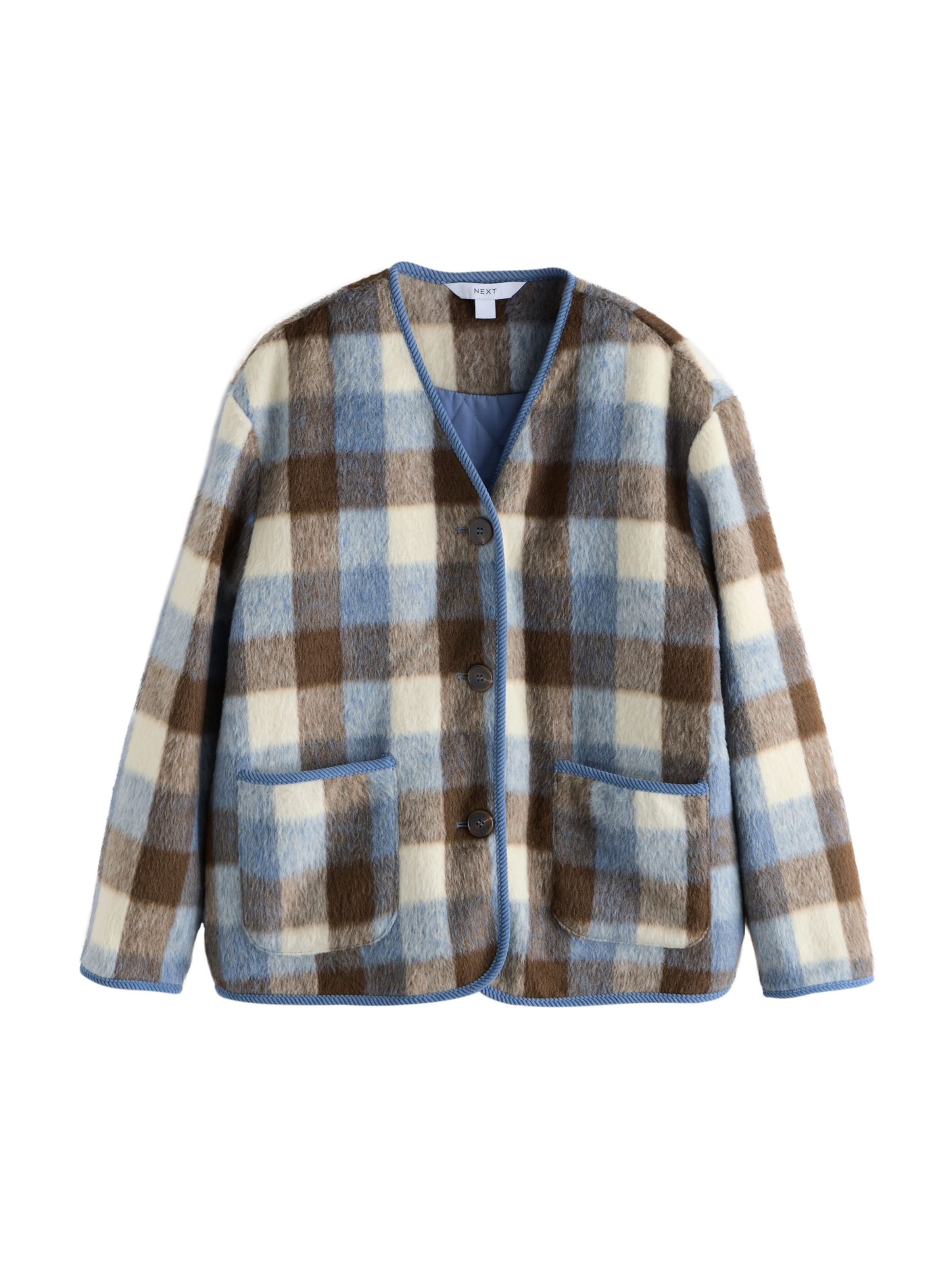 Next Between-season jacket in Dusty blue / Dark brown / Mottled brown / Natural white, Item view