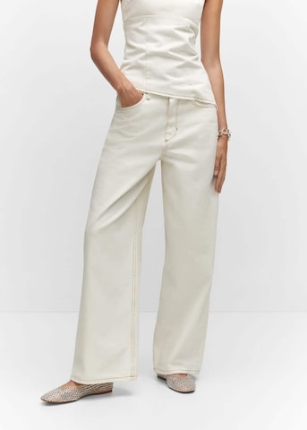 MANGO Szeroka nogawka Jeansy 'gabby' w kolorze biały: przód