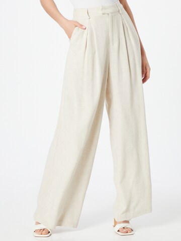 Gina Tricot Wide leg Pleat-Front Pants 'Junie' in Beige: front