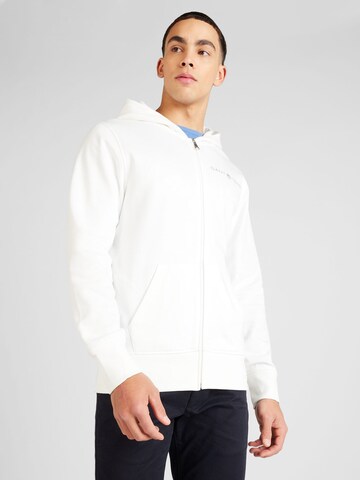 GANT Zip-Up Hoodie in White: front