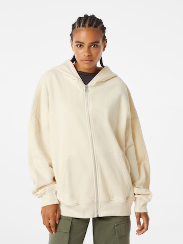 Bershka Sweat jacket in White: front