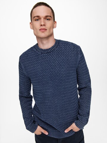 Only & Sons Sweater 'Wing' in Blue