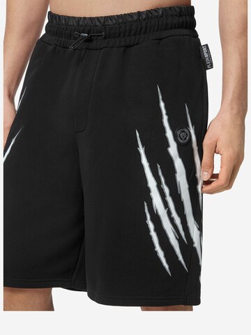 Plein Sport Loosefit Shorts 'Scratch' in Schwarz