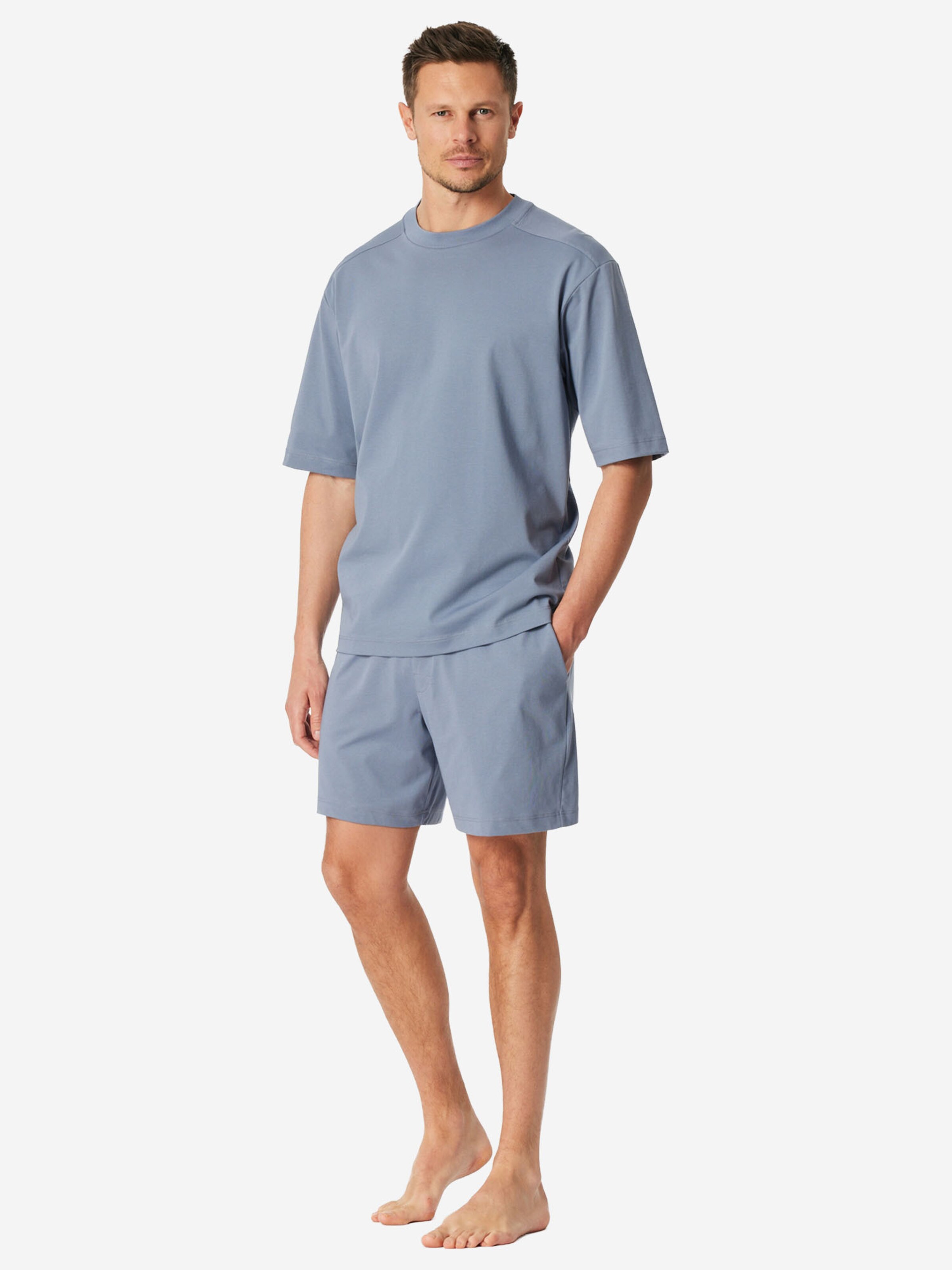 Pyjama court ' Modern ' SCHIESSER en bleu : devant