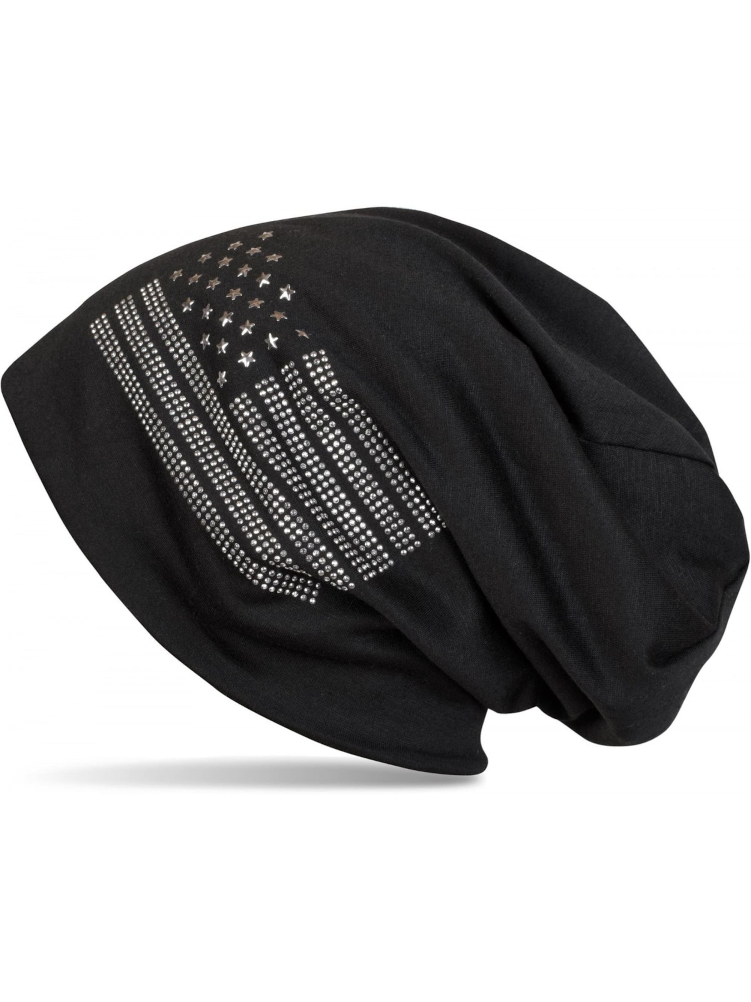 styleBREAKER Mütze 'Beanie mit USA Flagge aus Strass'‌‌‌‌‌‌‌‌ in 54-64 in schwarz, Produktansicht
