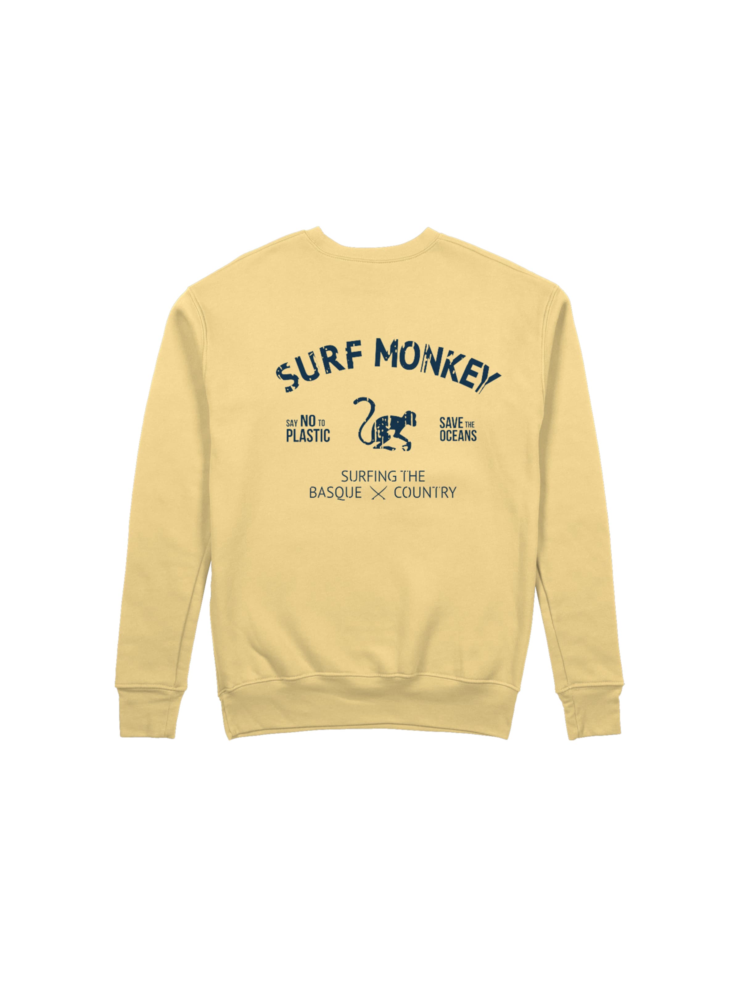 Sweat-shirt 'Rette das Ozean' Surf Monkey en jaune : devant