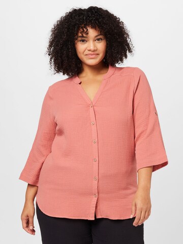 ONLY Carmakoma Blouse 'Theis' in Roze: voorkant