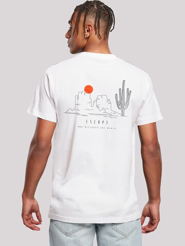 T-Shirt 'Escape Discover the World Savannah Minimalistic' F4NT4STIC en blanc