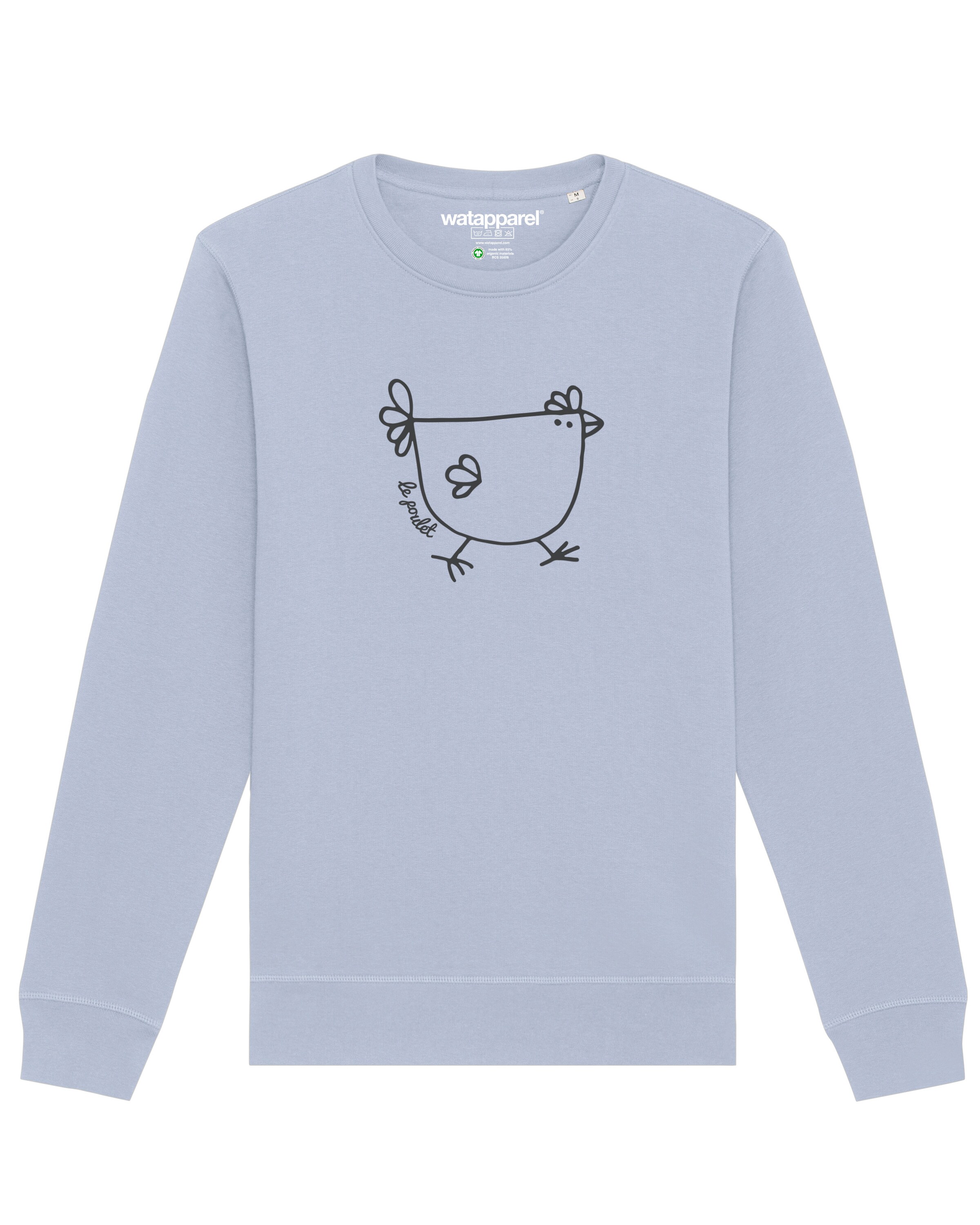 Sweat-shirt ' Le poulet - das Huhn ' Watapparel en bleu : devant