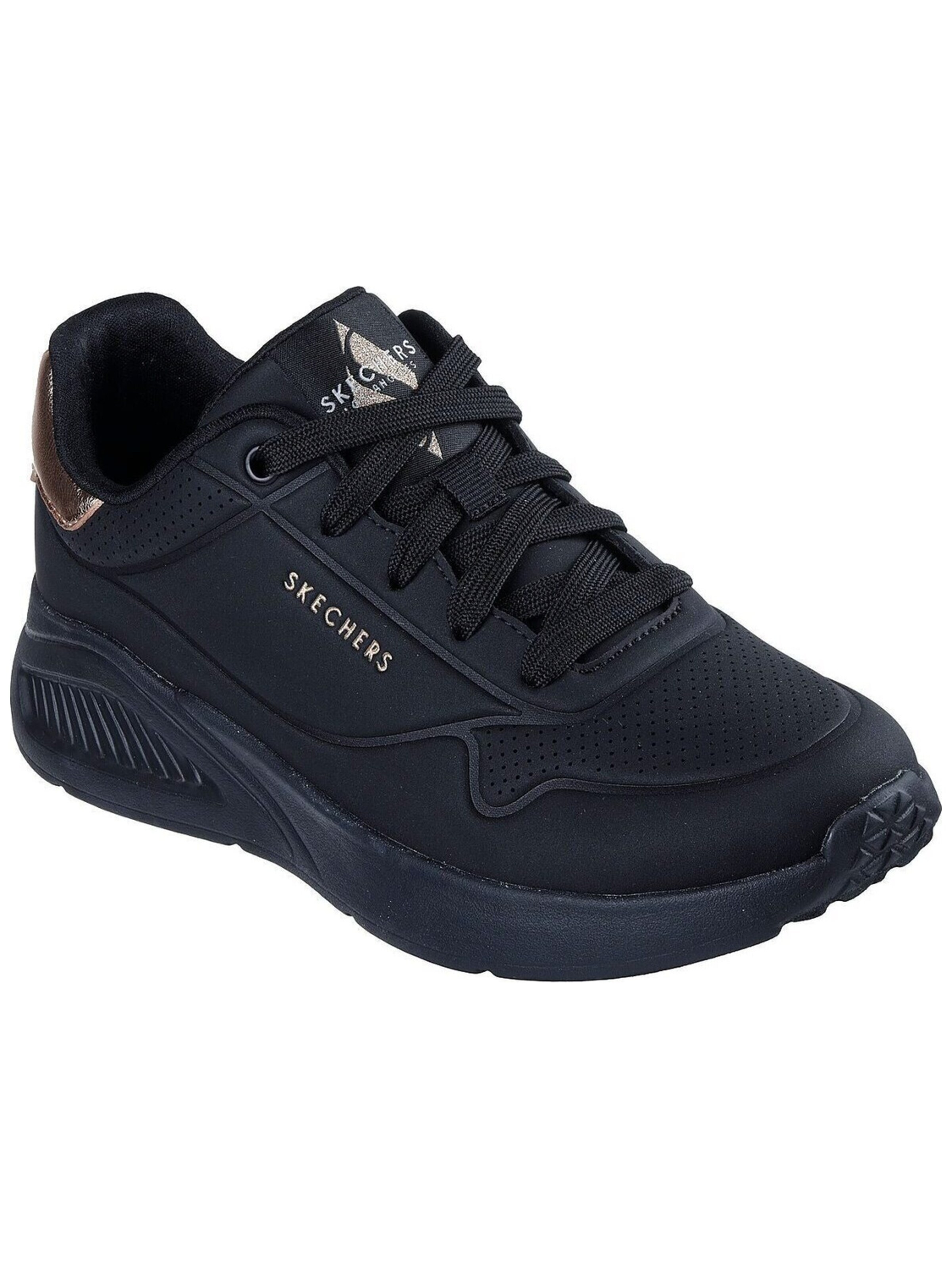 SKECHERS Sportschoen 'Uno Lite - Shimmer Along' in Zwart: voorkant