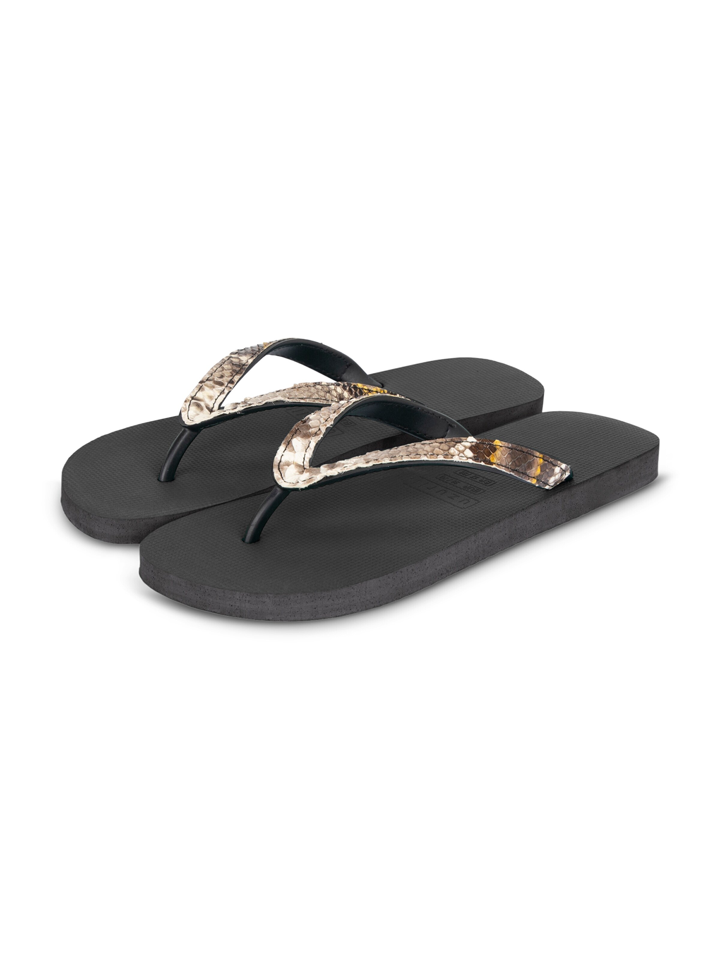 Uzurii Luxury Footwear T-Bar Sandals 'Python' in Black