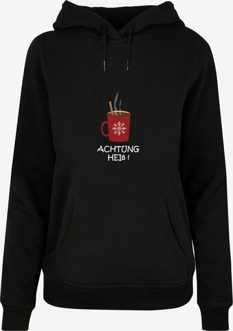 Merchcode Sweatshirt 'Achtung Heiss' in Zwart: voorkant