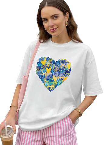 GORHEY Shirt 'Women's Casual Short-Sleeve Shirt with Love Print' in White: front