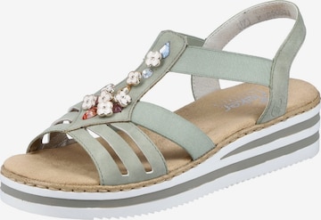 Rieker Strap Sandals in Green: front