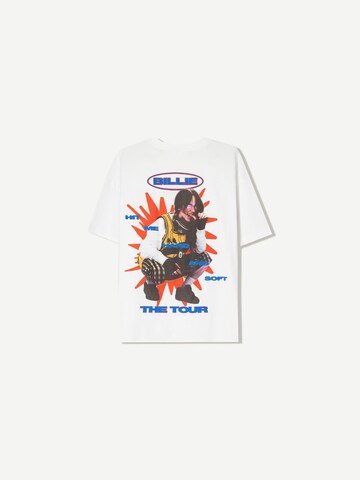 Bershka T-shirt 'BILLIE EILISH' i vit