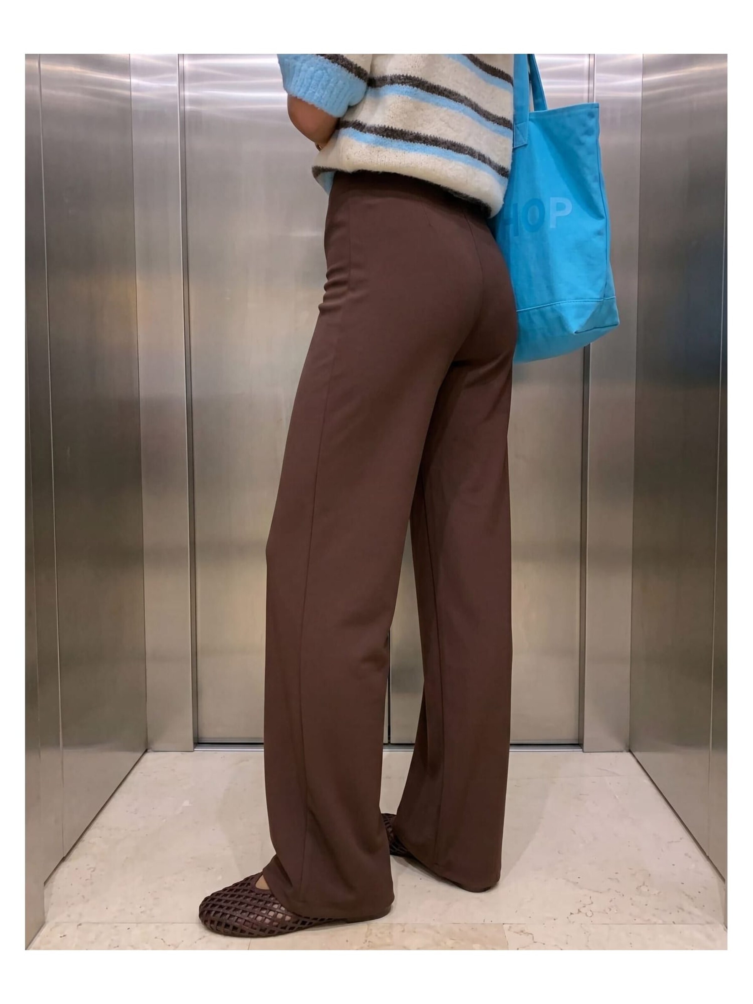 VERO MODA Wide Leg Hose 'VMBerlin' in Braun