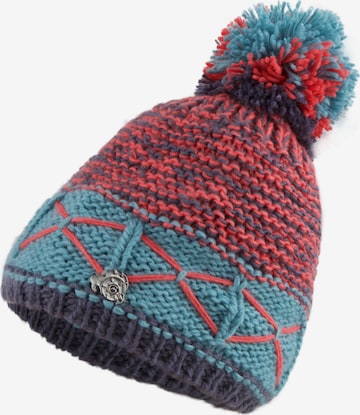 Guggen Mountain Beanie 'Mütze K013 Wintermütze mit Bommel und leichtem Fleecefutter' in Blue: front