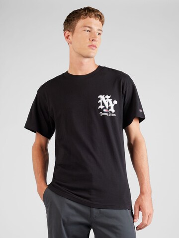 Tommy Jeans T-Shirt 'NY GRUNGE' in Schwarz: predná strana