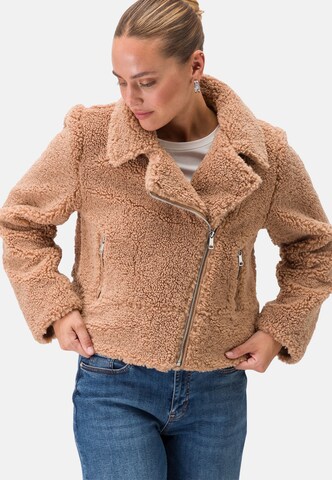 zero Plüschjacke mit Reißverschluss in Beige: Vorderseite