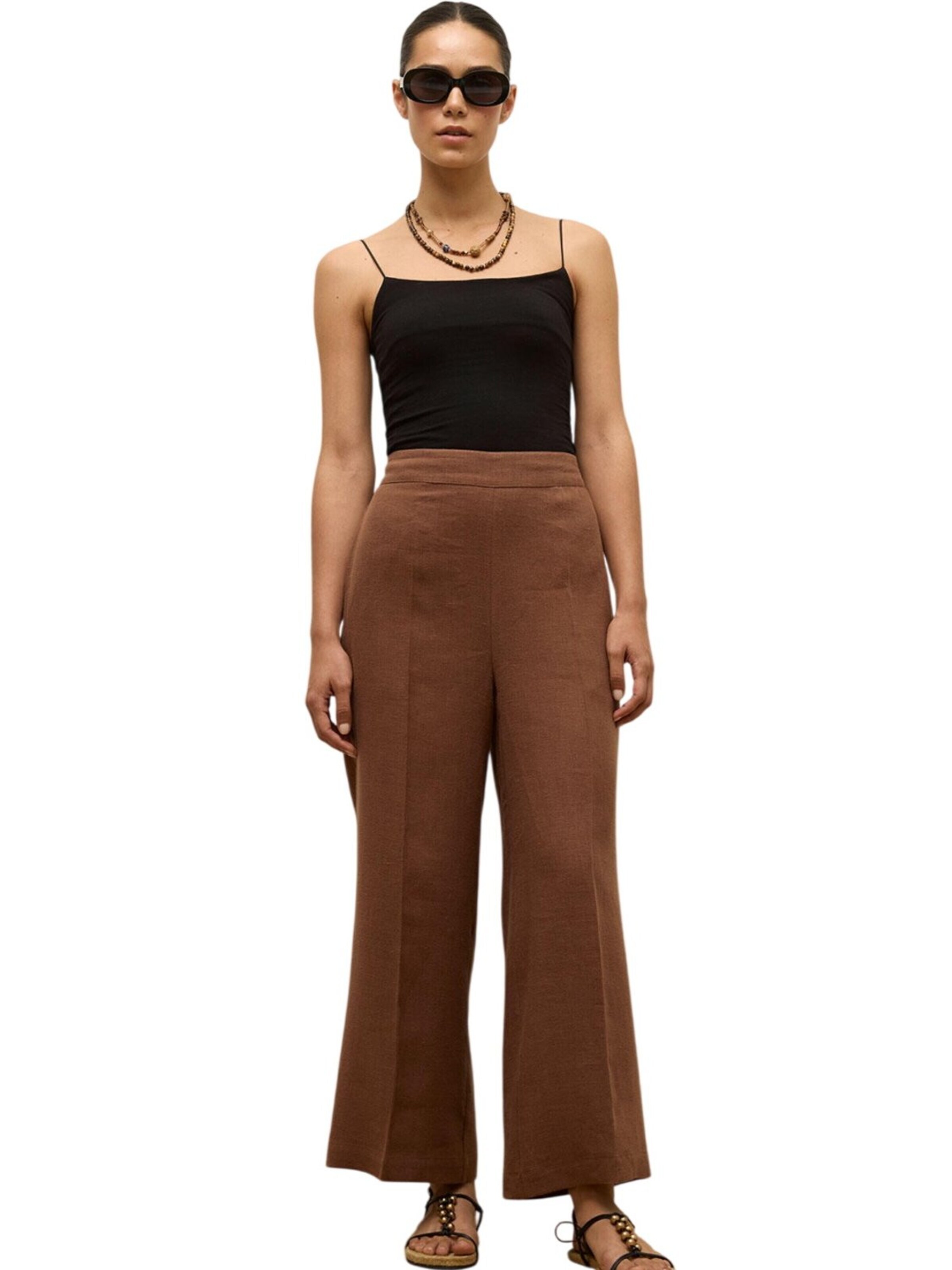 MANUKA Wide Leg Hose in Braun: Vorderseite
