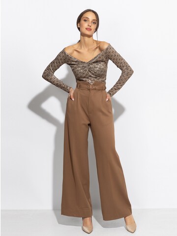 JIORO Wide leg Broek 'ESSENTIALS' in Beige
