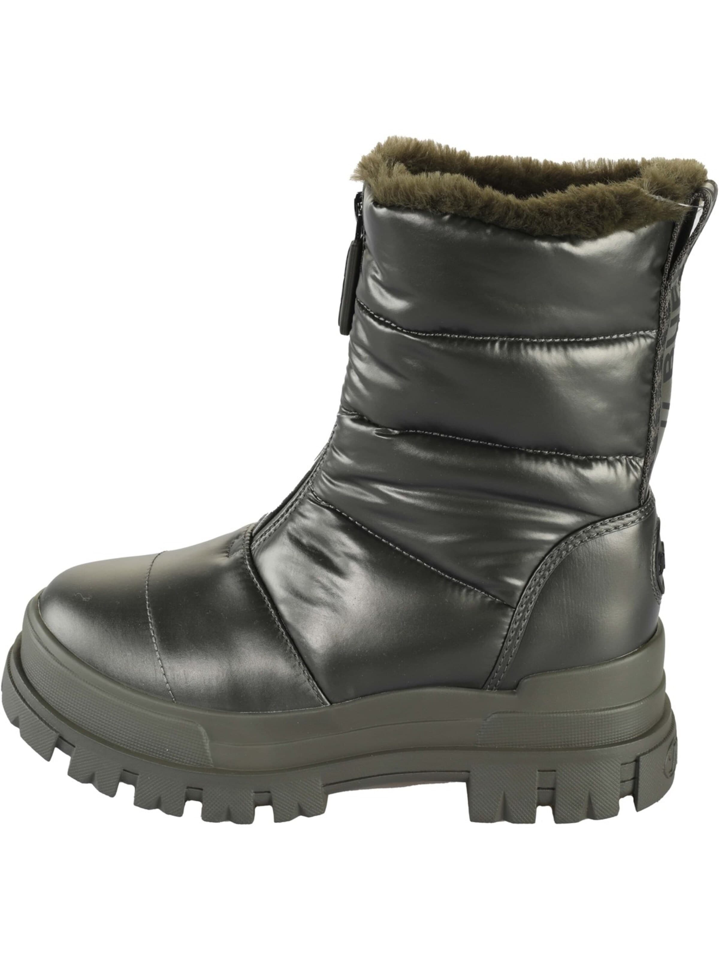 BUFFALO Booties 'Buffalo Aspha Quilt Zip - Khaki Kunstleder' in Green: front